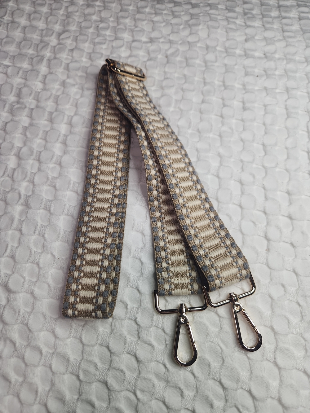 Neutral Beige & Gray Woven Strap with Silver Hardware